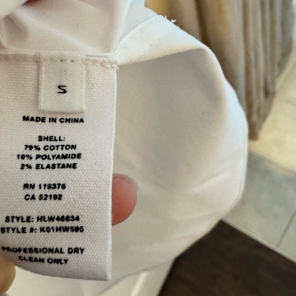 Helmut Lang Gathered Button-Front Long Sleeve Knot White Shirt | S - Picture 6 of 8